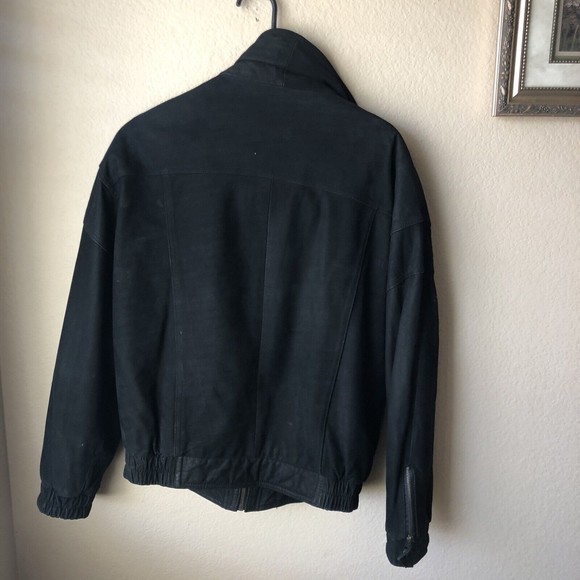 Vintage 90’s Wilson's Adventure Bound Faded Black Leather Jacket Size M Moto EUC - Picture 6 of 7